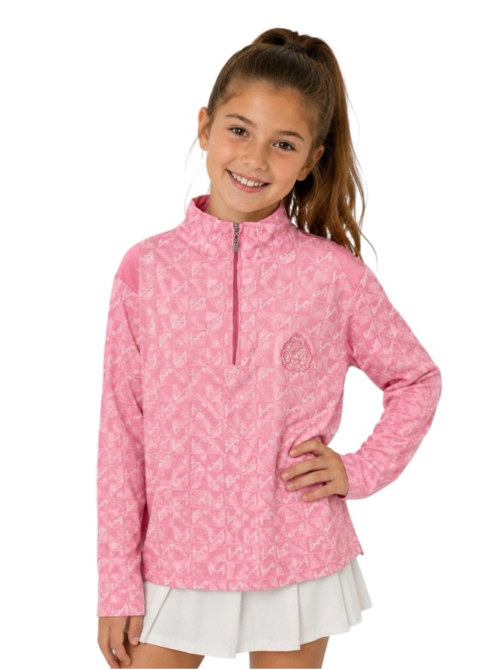 Andre Kim Golf Girls Pink Quarter Zip Pullover Size 95 (US 4T/5T) Monogram Golf